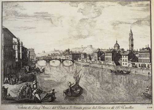 Veduta di Lung'Arno e del Ponte a S. Trinita presa dal Terrazzo de' SS.ri Rucellai
