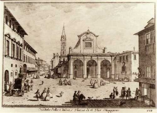 Veduta della Chiesa, e Piazza di S. Pier Maggiore