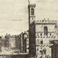 Veduta della Badia Fiorentina, e del Palazzo del Potestà presa dalla Piazza della Chiesa de' PP. dell'Oratorio