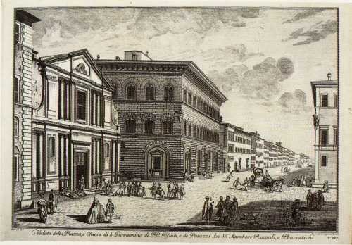 Veduta della Piazza, e Chiesa di S. Giovannino de' PP. Gesuiti, e de' Palazzi de' SS.ri Marchese Riccardi, e Panciatichi