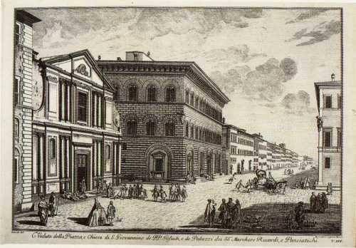 Veduta della Piazza, e Chiesa di S. Giovannino de' PP. Gesuiti, e de' Palazzi de' SS.ri Marchese Riccardi, e Panciatichi