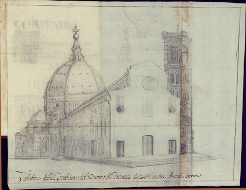 Veduta della Fabbrica del Duomo di Firenze dal Canto di via dei Martelli
